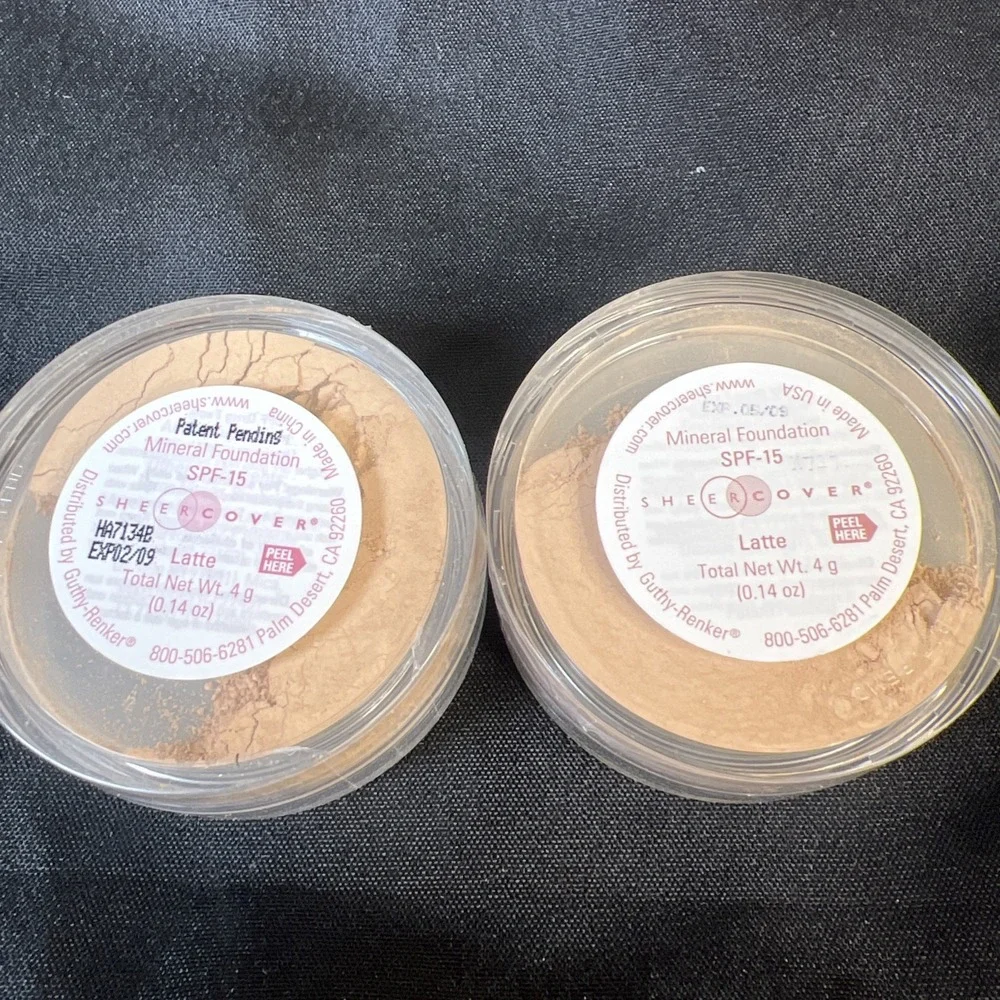 NOS- 2/ Sheer Cover LATTE Mineral FOUNDATION  Full Size 4g Factory Sealed SPF-15